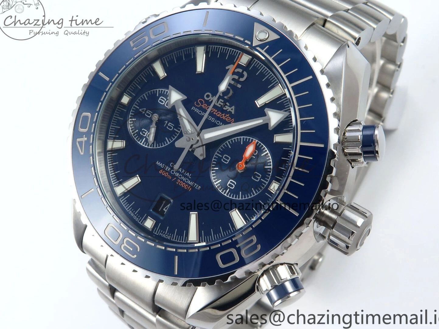 0407 Planet Ocean Master Chronometer 600M 45.5mm SS SCF 1:1 Best Edition Blue Bezel Blue Dial on SS Bracelet A9900 Super Clone Lightweight 7676